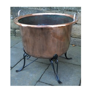 Jardinière à pieds en laiton en métal de haute qualité poignée latérale décorative forme ronde grande jardinière pour la maison jardin - Product Image 2