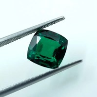 HAYAAT GEMS Émeraude verte naturelle du Zambie 3 carats taille coussin, pierre précieuse facettée avec jeu de couleurs et d'étincelles pour la fabrication de bijoux 8.2x8.2x5.7mm