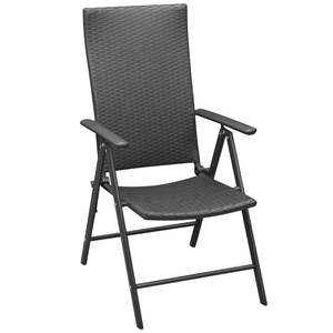 Ensemble de 2 chaises de jardin en rotin PE noir, aluminium standard - Product Image 2