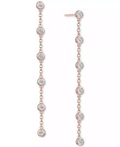 Pendientes colgantes lineales con bisel de diamantes (1/10 CT. T. W.) en plata esterlina, plata esterlina chapada en oro de 14K o S chapada en oro rosa de 14K - Product Image 1