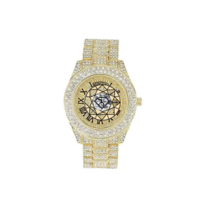 Hip Hop Iced Out <b>Watch</b> Analog Quartz <b>Case</b> 46mm Full Bling Rhinestone Dial Crystal Mixed Scale 20mm Band Stainless Steel Buckle - Product Image 3