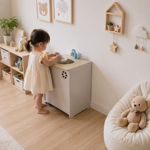 Ensemble de jeu d'évier de cuisine en bois pour enfants avec robinet fonctionnel, pour les 2-4 ans, jeu d'imitation. - Product Image 4