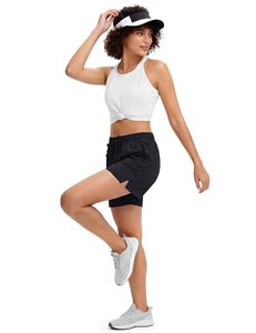 Shorts de sport décontractés pour femmes, légers, respirants, multi-poches, à séchage rapide, pour la randonnée en plein air, l'été, les voyages - Product Image 4