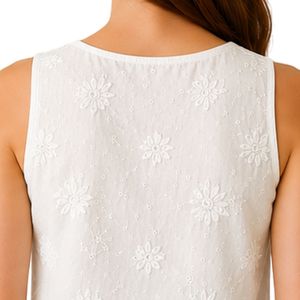 Top Corto Blanco con Bordado Floral para Mujer, Chaleco de Verano sin Mangas de Algodón, Logotipo Personalizado, Moda Casual Urbana - Product Image 6