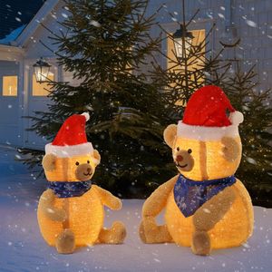 2 Orsi di Peluche Illuminati per Decorazioni Natalizie, 60 Luci LED Pre-illuminate Bianco Caldo per Esterni - Product Image 4