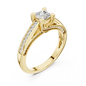 แหวนเพชรทรงกลมสีขาวทองคำขาว 14K สำหรับผู้หญิง |   ชุดลำลองสำหรับใส่ทุกวัน |   เพชรที่เพิ่งเพาะเลี้ยง - Product Image 5