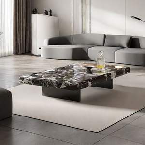 Mesa de centro de lujo con tapa de mármol y patas de metal - Product Image 1