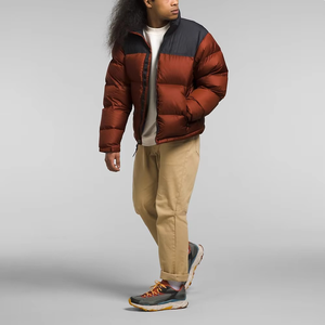 Veste d'hiver pour homme, style décontracté, coupe régulière, avec blocs de couleur, rembourrage en duvet, coupe-vent, col montant, fermeture éclair - Product Image 2
