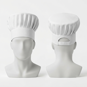 Casquette de Chef Imprimée Numérique en Polyester/Coton Non Tissé Imperméable 40 GSM de Qualité Supérieure, Accessoires Blancs à Panneaux Plissés Jetables - Product Image 1