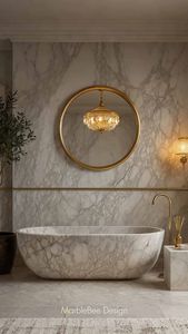 Baignoire autoportante en marbre naturel de qualité supérieure, design écologique pour salles de bain d'hôtels, villas et appartements, style européen - Product Image 2