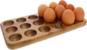 Support à œufs en bois massif naturel pour comptoir de cuisine, style farmhouse, rangement pour œufs, organisateur durable fait à la main - Product Image 2