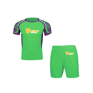 Ensemble d'entraînement athlétique 2 pièces pour hommes |   Ensemble de vêtements de sport 2 pièces respirant pour le football et la gym, avec bordure néon - Product Image 4