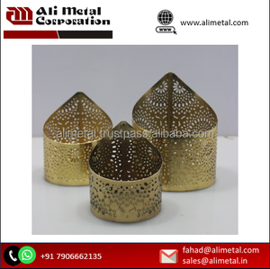 Lot de 3 bougies chauffe-plat en métal personnalisable blanc et or pour bougies tLights décoration de table de salon - Product Image 6