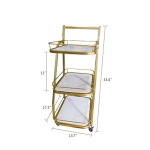 รถเข็นอเนกประสงค์โลหะสามชั้นแบบทันสมัยพร้อมล้อ สำหรับจัดเก็บและเสิร์ฟในห้องนั่งเล่น - Product Image 2