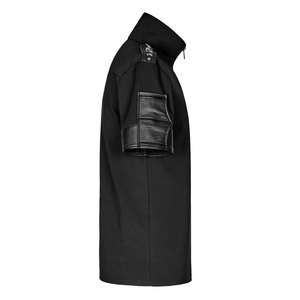 <b>Men's</b> Modern Gothic Shirt Top Selling High Neck Half-Zip Cotton T-Shirt with Faux Leather Trim Outfit - Product Image 3
