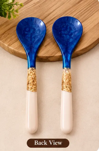Cuillères à salade en résine de qualité supérieure avec motif contrasté noir et blanc pour restaurant moderne et vaisselle de luxe pour la maison - Product Image 4