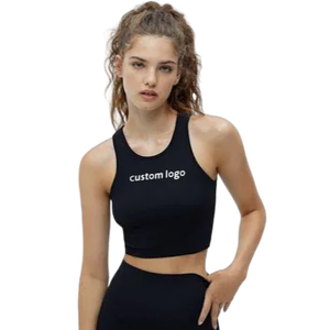 Camiseta sin mangas para mujer con diseño gráfico de logotipo personalizado, top corto de tela tejida para gimnasio - Product Image 2
