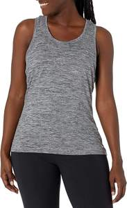 <b>Women's</b> Racerback <b>Tank</b> <b>Tops</b> Solid Color Breathable Knitted Sleeveless Casual <b>Top</b> Regular Length 100% Polyester Gray <b>Black</b> - Product Image 3