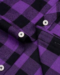 Nouvelle Arrivée Chemise en Flanelle Personnalisée Couleur Violette Motif à Carreaux Imprimé Boutons Double Poches Col Montant Respirante Écologique - Product Image 5