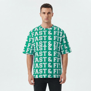 T-shirts pour hommes à manches courtes, col rond, 100% coton, motif lettres, tendance, imprimés, logo personnalisé, poids lourd, vente chaude - Product Image 4