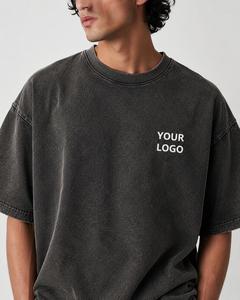 T-shirt en coton tendance pour homme, coupe oversize, col rond, manches courtes, jersey décontracté, couleur unie, lavé, écologique, 220g, respirant - Product Image 6
