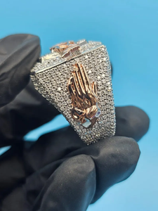 Anillo de Moissanita Personalizado con Nombre en Caligrafía, para Hombre, Oro Rosa, Estilo Hip Hop, Cuadrado, con Incrustaciones de Diamantes de Laboratorio, Plata Sólida - Product Image 4