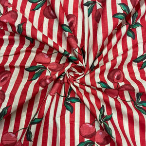 100% Organic Cotton Cambric Fabric Indian Charry Screen Printed Clothing Quilting Home Dcor Lightweight Eco-Friendly Bags - Product Image 1