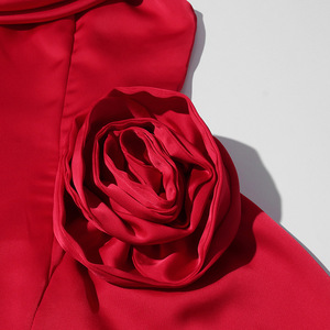Temperament Style Satin Irregular Three Dimensional Flower Splicing <strong>Aline</strong> <strong>Dresses</strong> Elegant <strong>Dresses</strong> Women Lady <strong>Dress</strong>