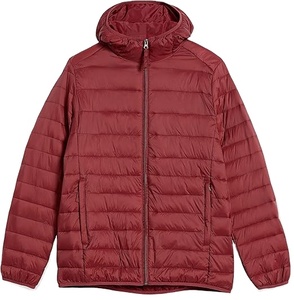 Oem Custom Winter Loose Bubble Veste en duvet pour hommes couleur rouge foncé Veste en duvet rembourrée épaisse à capuche pour hommes n femmes - Product Image 1
