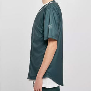 Maillot de baseball vert foncé personnalisé pour homme, uniforme d'équipe boutonné, respirant, en coton biologique, anti-bactérien, avec sangle en T, OEM - Product Image 4