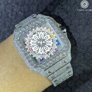 Reloj de Lujo para Hombre Charm_Jewells, Caja Cuadrada de Acero Inoxidable, Bisel con Diamantes, Movimiento Mecánico Analógico, Esfera de 40 mm, 10 Bar - Product Image 2