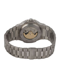 Reloj de lujo con diamantes incrustados en esfera blanca para hombre, reloj de acero inoxidable con movimiento automático, estilo rapero, reloj impresionante. - Product Image 4