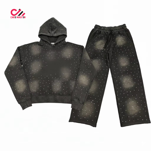 Oem Manufactures Fashion Men Rhinestone Tracksuit Custom Color Men Rhinestone Tracksuit Casual Wear High Quality Set