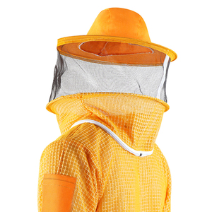 Veste d'apiculteur jaune en maille avec chapeau et voile, vêtement de travail respirant et protecteur pour l'entretien des apières et la récolte du miel - Product Image 3
