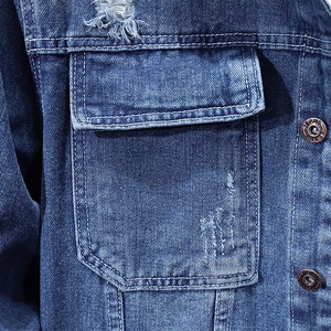 Vintage Acid Washed Denim Color Block <b>Jacket</b> Custom Cotton Quilted Satin Lining Plus Size Winter <b>Jacket</b> for Men - Product Image 3