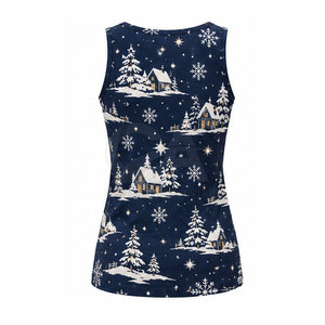 Camiseta sin mangas navideña ligera para mujer con diseño de muñeco de nieve y textura suave. Camiseta sin mangas navideña para mujer. - Product Image 2