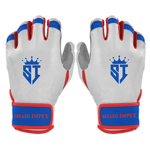 Gants de frappe Shahi Impex blancs, bleus et rouges en cuir rembourré avec fermeture auto-agrippante, ambidextres pour l'entraînement, unisexes adultes - Product Image 1