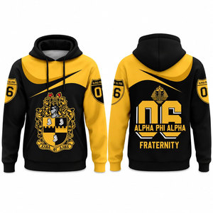 <b>Men's</b> Alpha Phi Alpha Greek Letters <b>Hoodie</b> <b>Yellow</b> Black Sublimation Print Pullover Sweatshirt With Pocket - Product Image 4