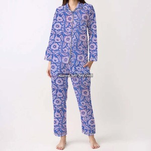Conjunto de Pijamas de Algodón 100% para Mujer, Ropa de Dormir Suave para el Hogar, Conjunto de Pijamas de Primavera/Verano con Estampado Floral/Personajes/Letras/Estampado/Vacaciones/Árbol PJ074 - Product Image 5