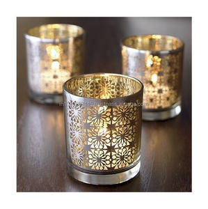 Stylish iron <b>votive</b> <b>candle</b> holder with hanging chains and artistic finished perfect for garden parties and balconies - Product Image 1