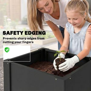 Black 1.4 X 1.4 X 1.5 ft Raised Garden Bed Galvanized Outdoor Gloves for Gardening Flower Herb Vegetable <b>Planter</b> <b>Box</b> - Product Image 6