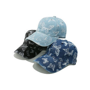 Unisex Printed Baseball Cap 100% Cotton Breathable Casual Spring Summer <b>Hat</b> Light Blue <b>Navy</b> Black Butterfly Pattern - Product Image 5