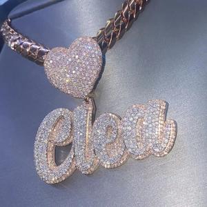 Colgante Personalizado con Nombre en Letra de Plata de Ley 925 con Diamante Moissanita para Hombre, Estilo Hip Hop, Colgantes y Dijes - Product Image 4