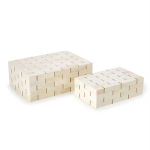 Handcrafted Bone Inlay Decorative <b>Storage</b> Box Set with Minimalist Brick Pattern Rectangular Jewelry Organizer Keepsake Boxes - Product Image 2