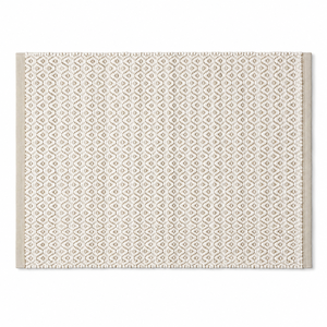 Nouveau paillasson blanc en PP avec motif géométrique et bordure beige, garantie de 2 ans - Product Image 5