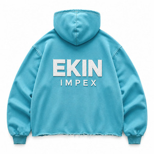 เสื้อฮู้ดซิปผู้ชายทรงโอเวอร์ไซส์ Ekin Impex สีพื้น ผ้าฝ้ายเฟรนช์เทอร์รี่ สวมใส่สบายๆ สำหรับฤดูใบไม้ร่วง - Product Image 4