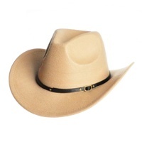 Chapeau de cowboy classique occidental en feutre polyester à large bord pour hommes et femmes, avec boucle de ceinture, pour adultes et enfants - Product Image 1