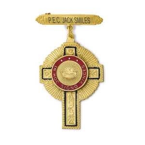 Medalla de Regalia Masónica Chapada en Oro con Barra Grabable para Oficiales de los Caballeros Templarios, Diseño Personalizado de Comandante Eminentes del Pasado - Product Image 2