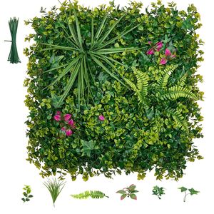 Pannelli di Bosso Artificiale con Protezione UV, 16 Pezzi 20x20, Sfondo Verde per Recinzione e Privacy - Product Image 1