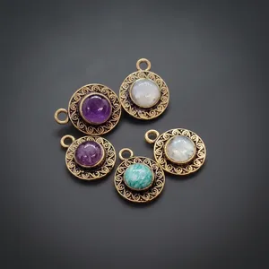 Conectores de Latón con Piedras Preciosas para la Fabricación de Joyería |   Eslabones de Latón Hechos a Mano con Piedras Preciosas Naturales |   Fornituras de Joyería al por Mayor - Product Image 1